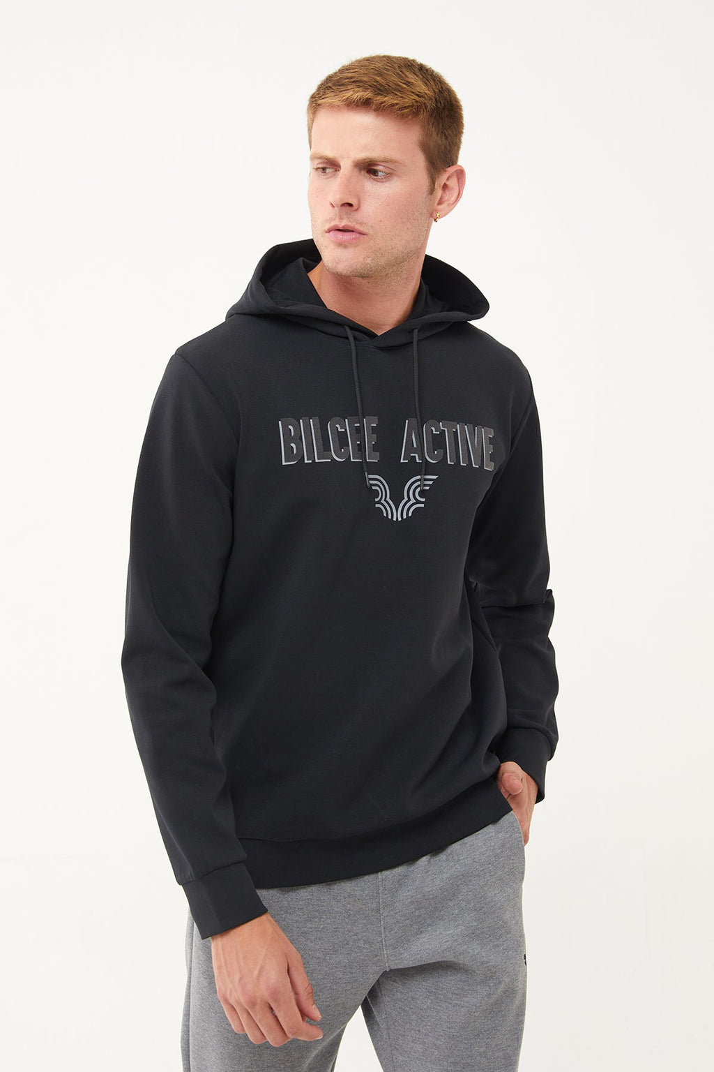 Men's Front Flock Printed Hoodie