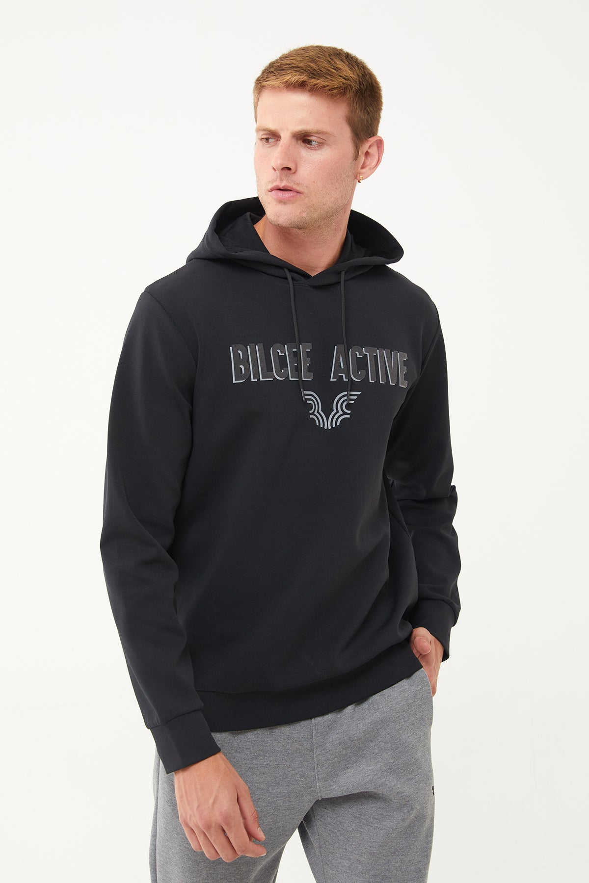 Men's Front Flock Printed Hoodie