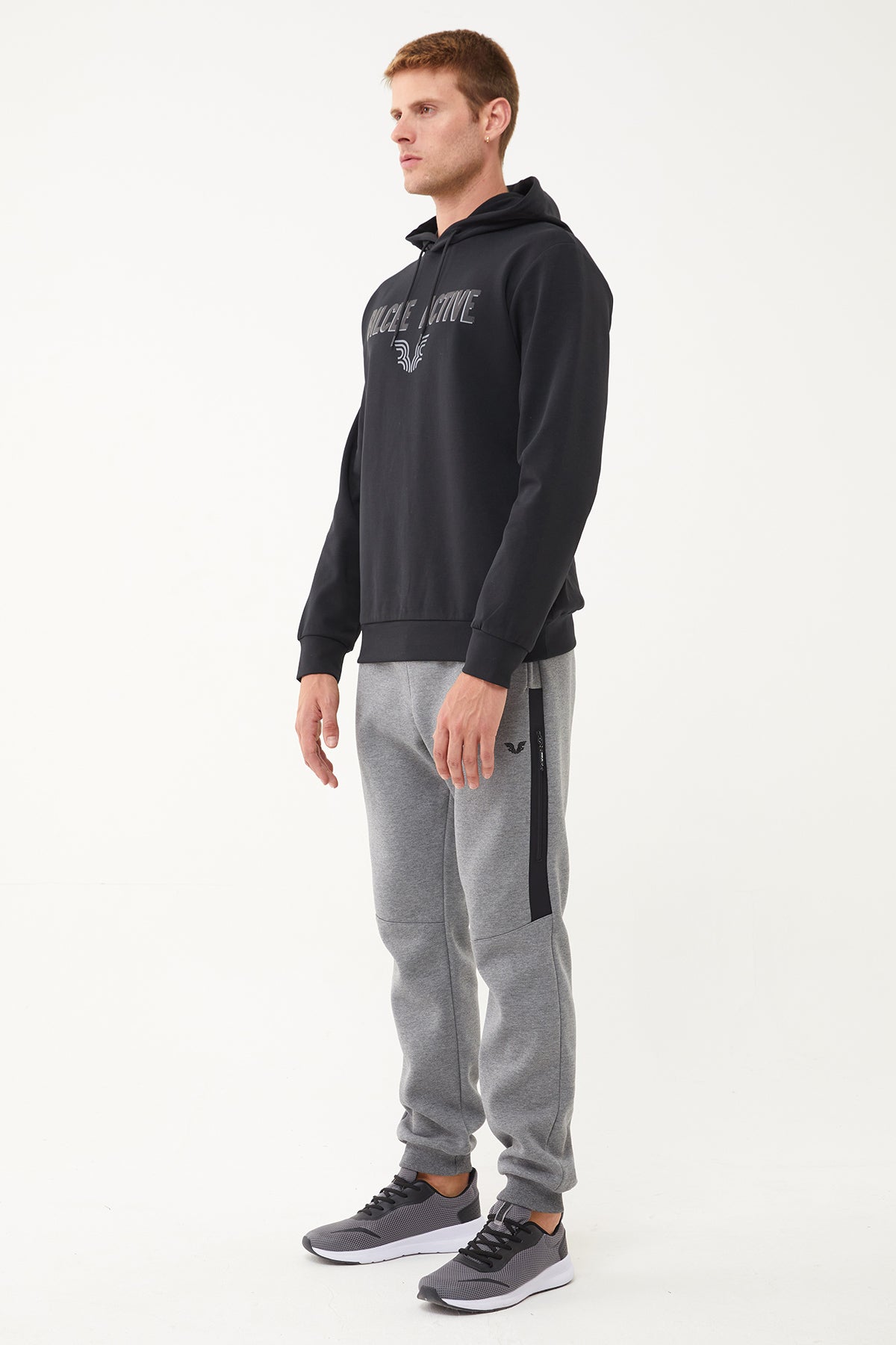 Men's Front Flock Printed Hoodie