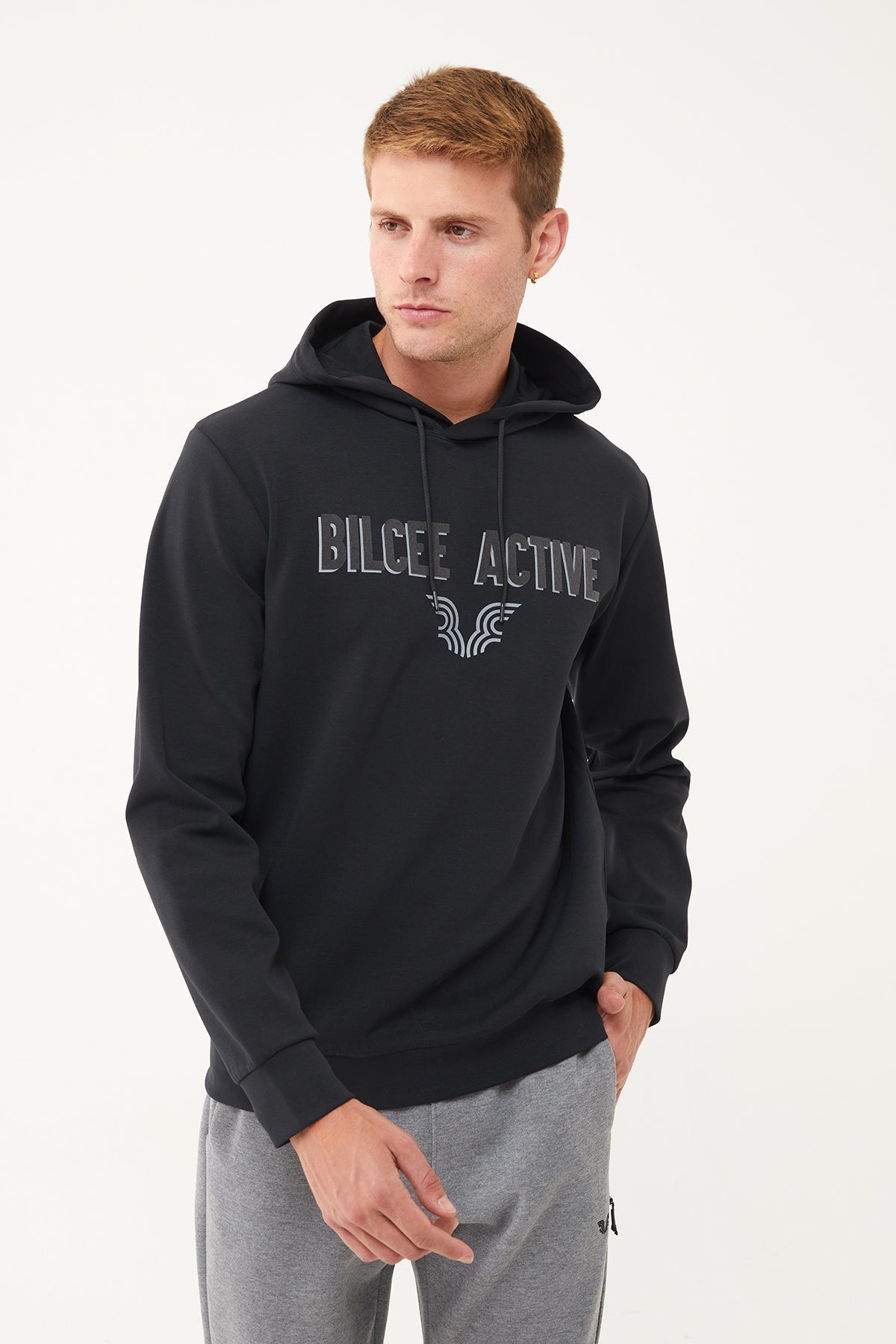 Men's Front Flock Printed Hoodie