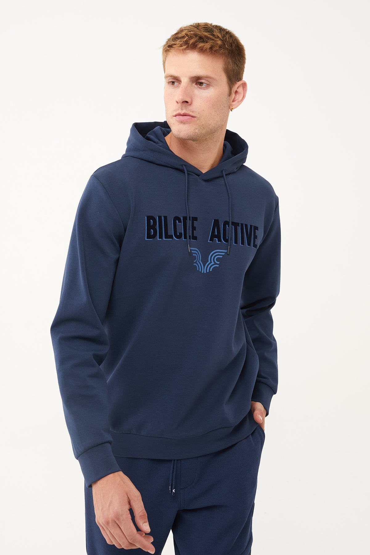Men's Front Flock Printed Hoodie