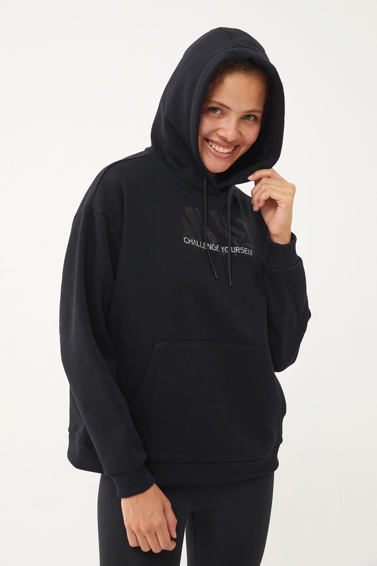 Women's Hooded Glitter Printed Hoodie