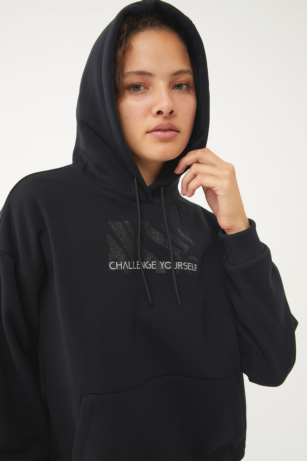 Women's Hooded Glitter Printed Hoodie