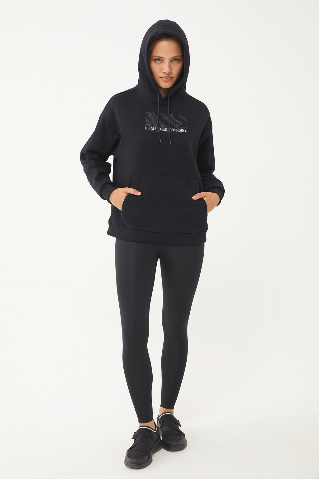 Women's Hooded Glitter Printed Hoodie