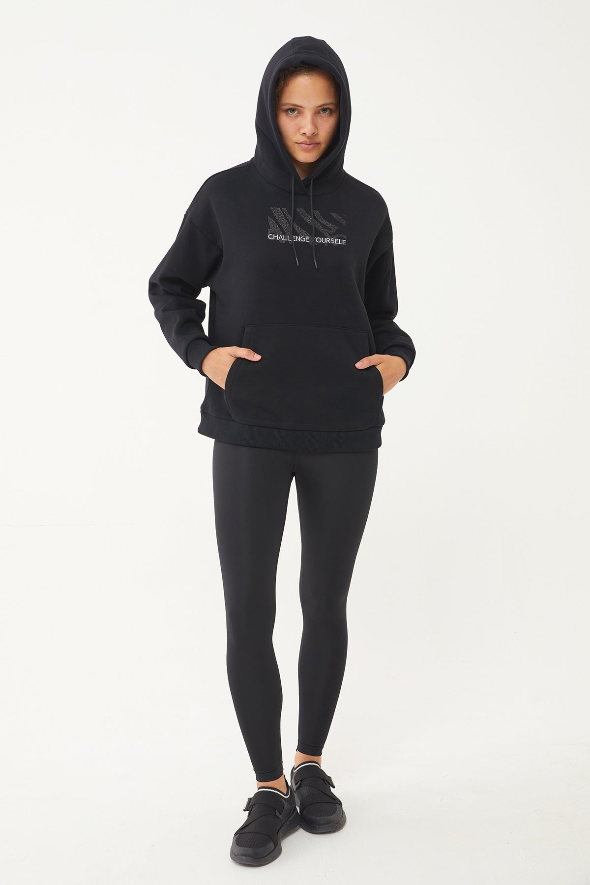 Women's Hooded Glitter Printed Hoodie