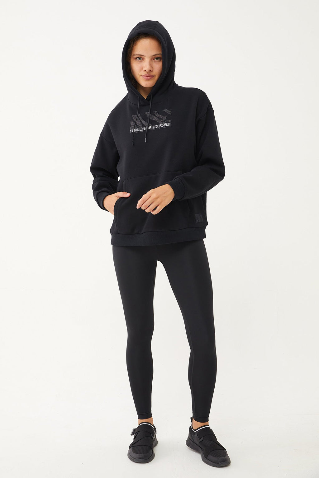 Women's Hooded Glitter Printed Hoodie