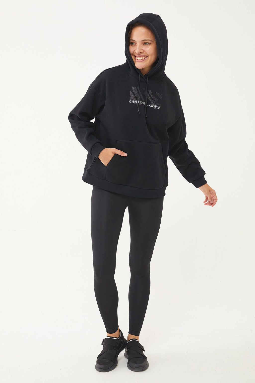 Women's Hooded Glitter Printed Hoodie