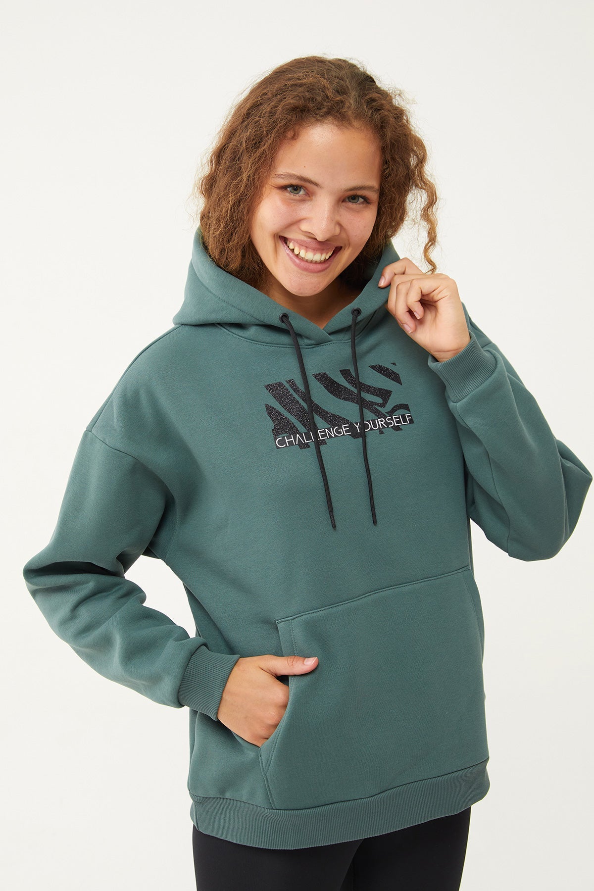 Women's Hooded Glitter Printed Hoodie