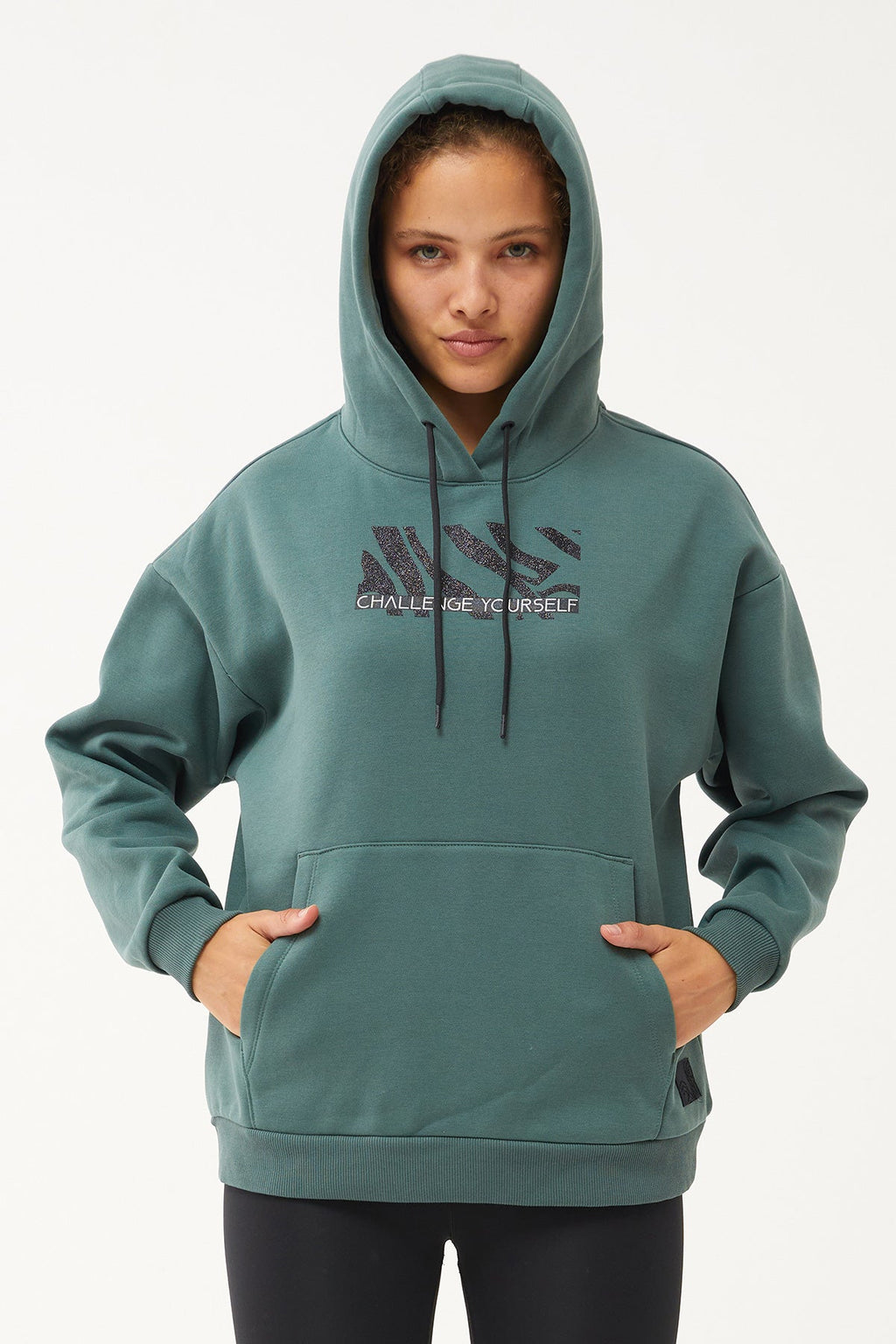 Women's Hooded Glitter Printed Hoodie