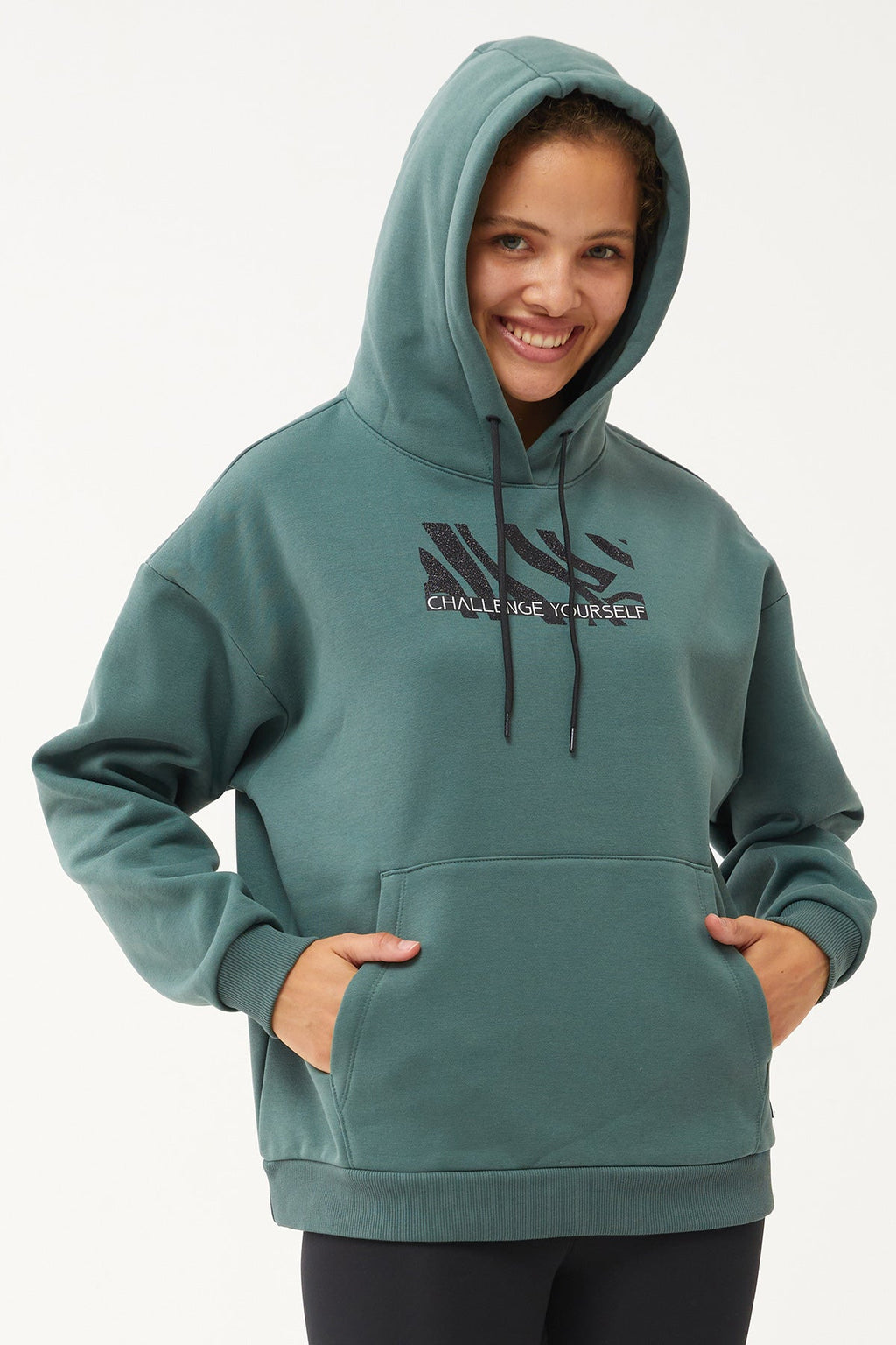 Women's Hooded Glitter Printed Hoodie