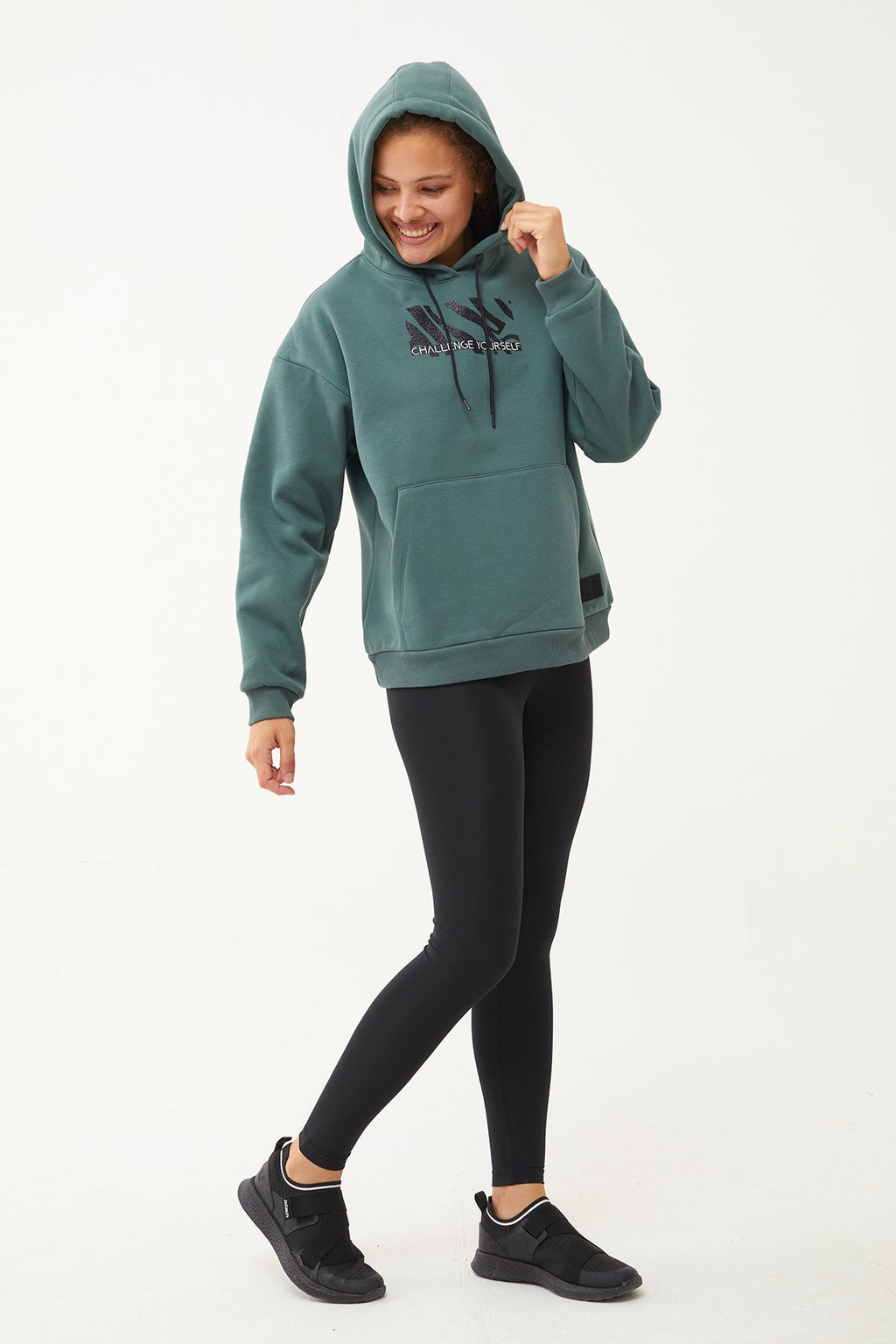 Women's Hooded Glitter Printed Hoodie