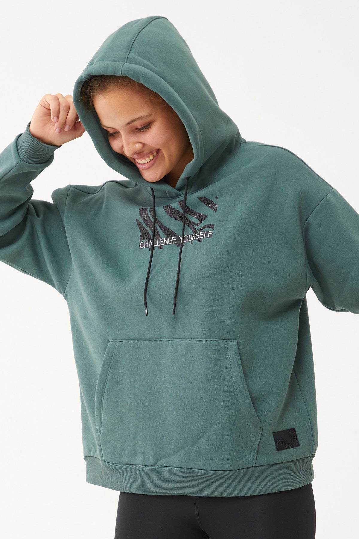 Women's Hooded Glitter Printed Hoodie