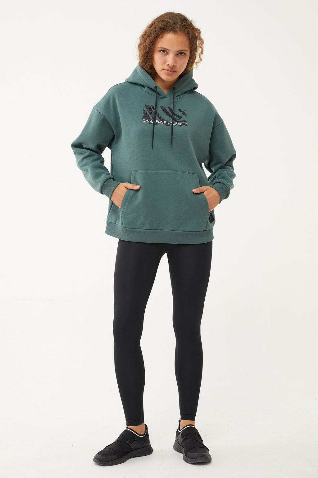 Women's Hooded Glitter Printed Hoodie