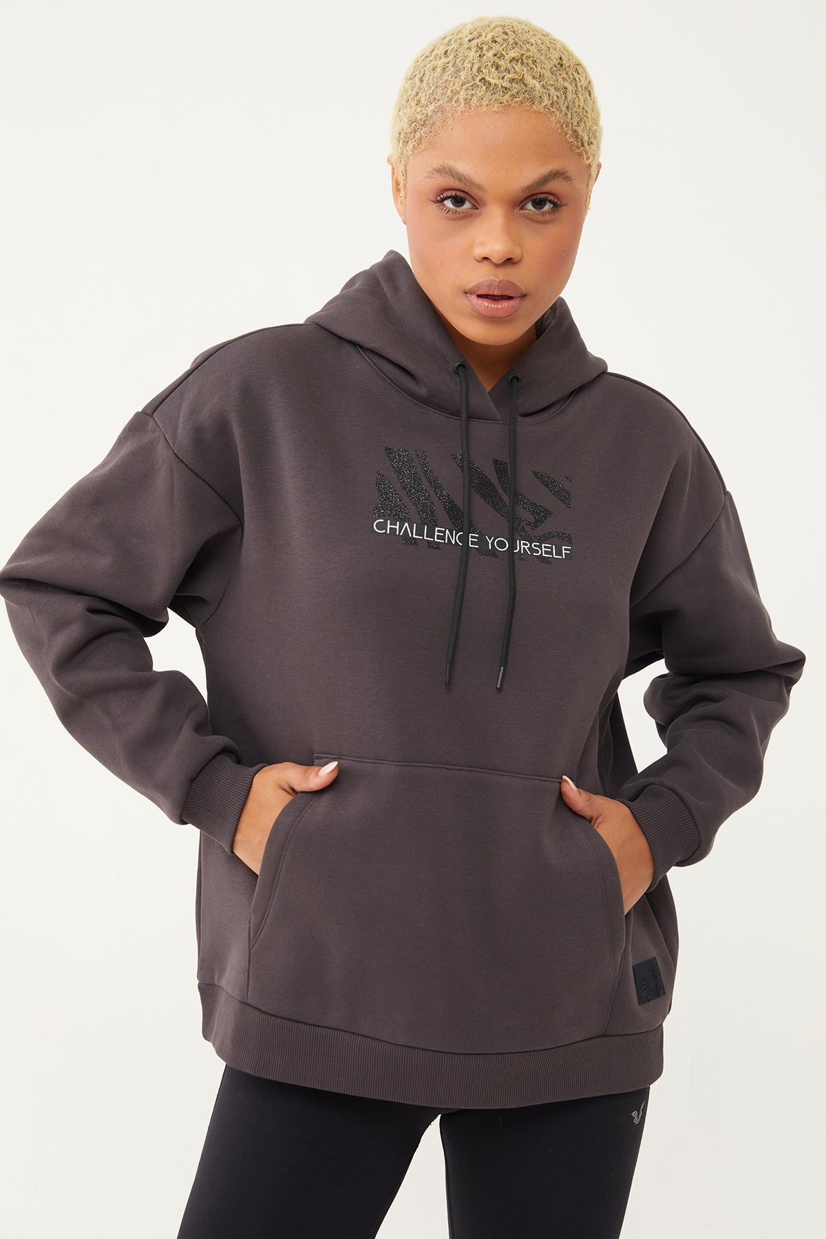 Women's Hooded Glitter Printed Hoodie