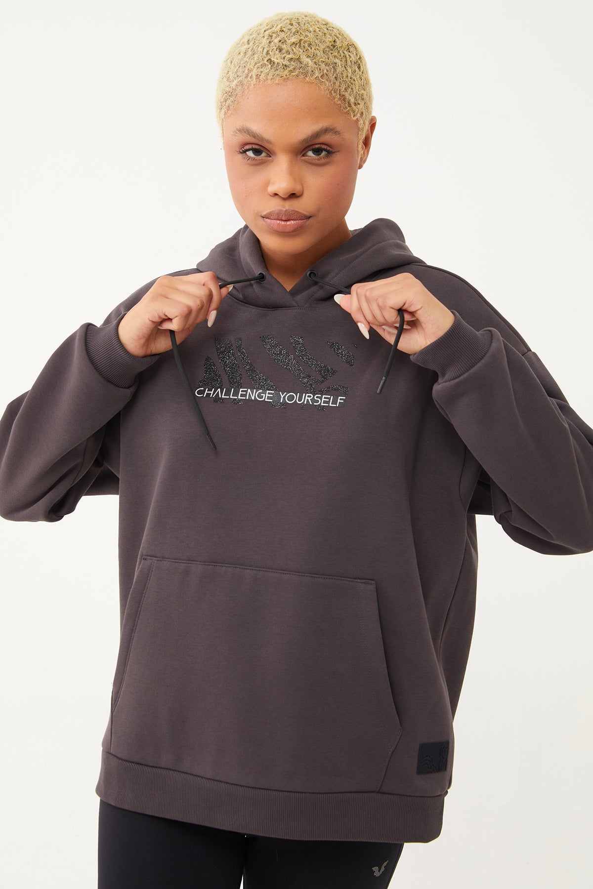 Women's Hooded Glitter Printed Hoodie