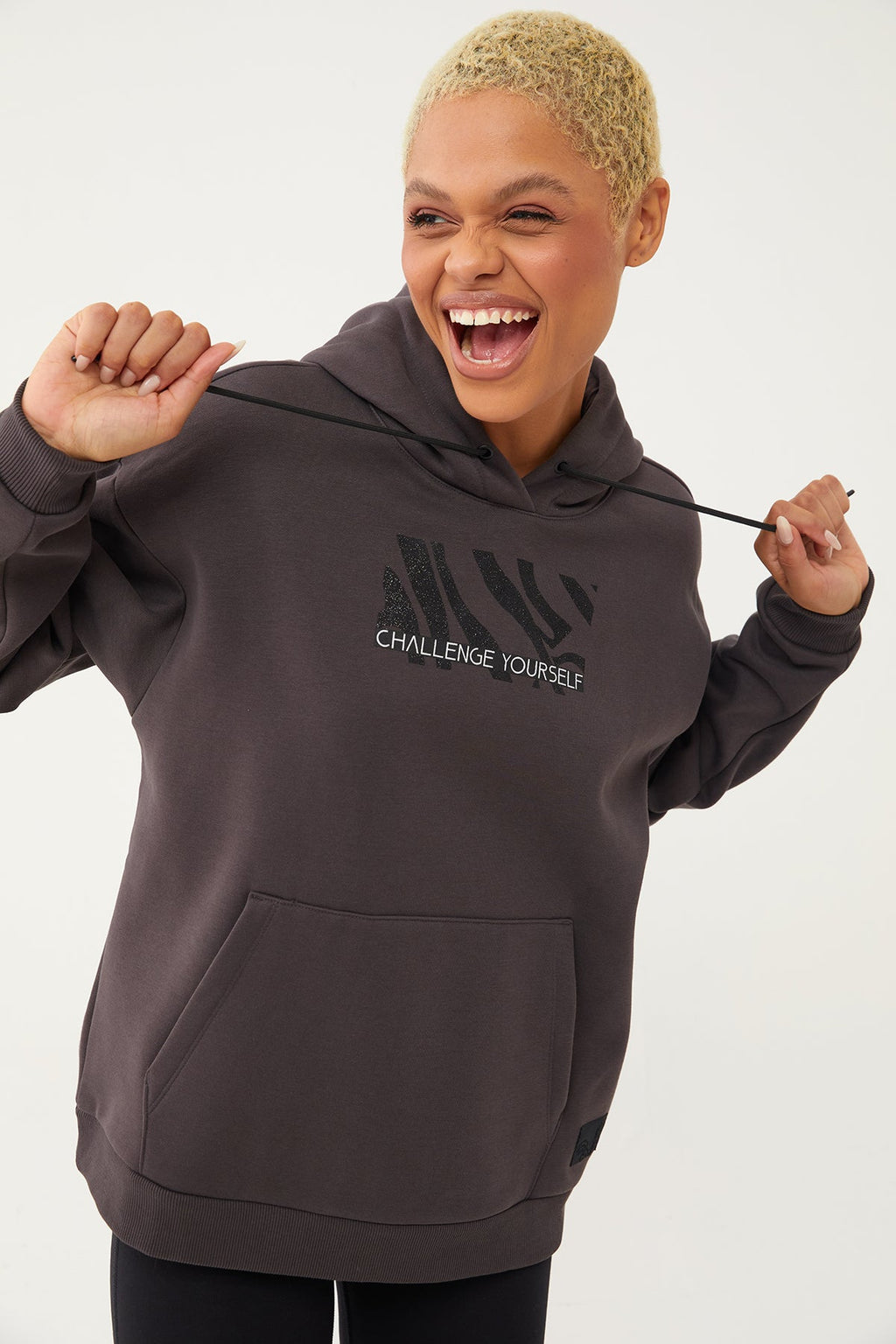 Women's Hooded Glitter Printed Hoodie