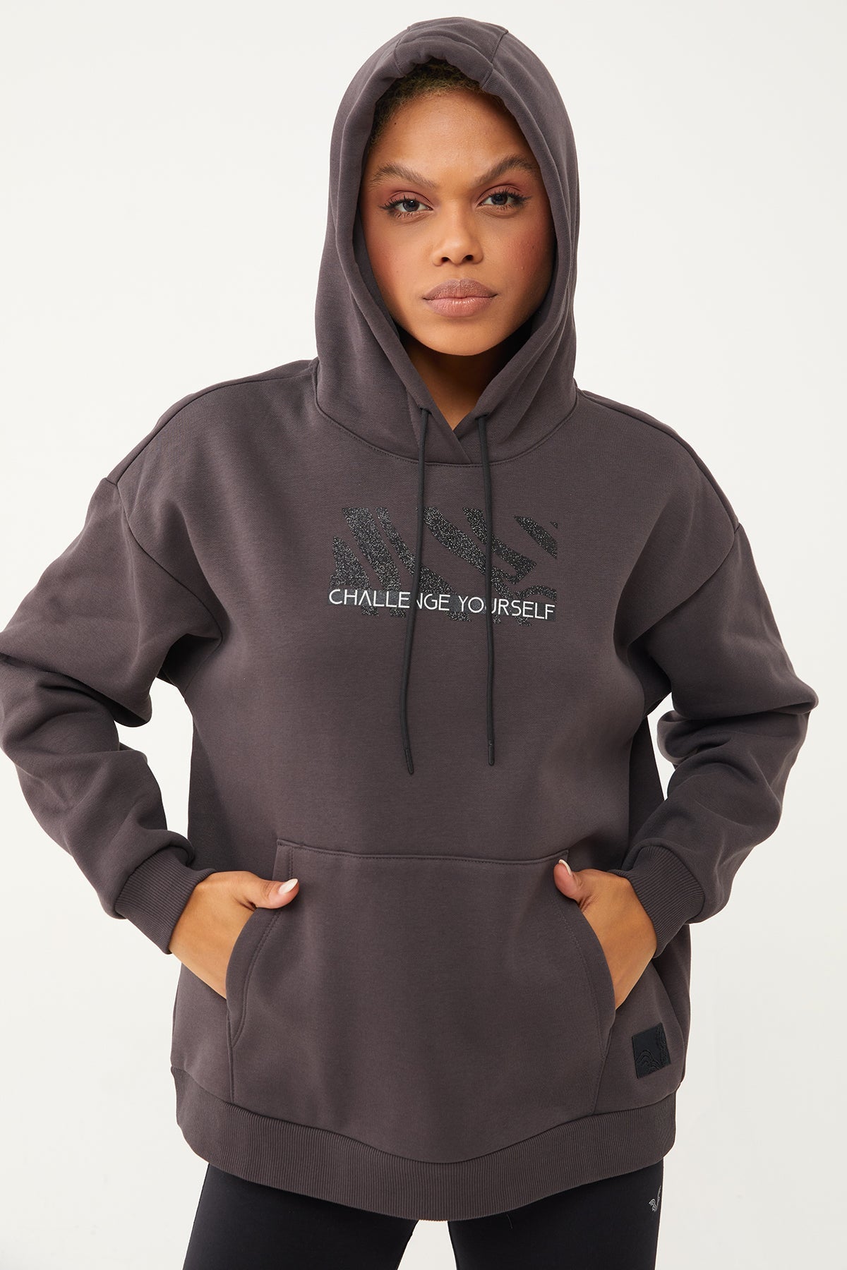 Women's Hooded Glitter Printed Hoodie