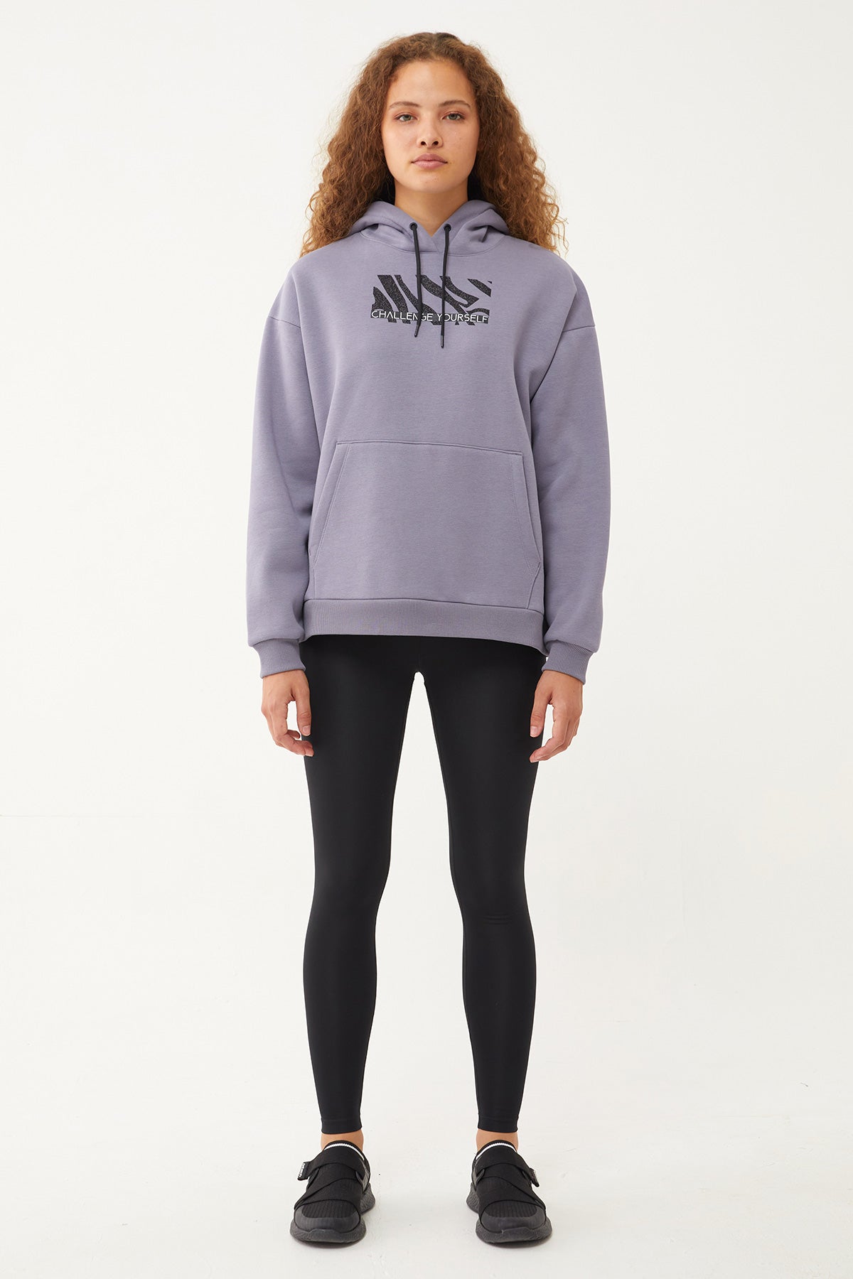 Women's Hooded Glitter Printed Hoodie