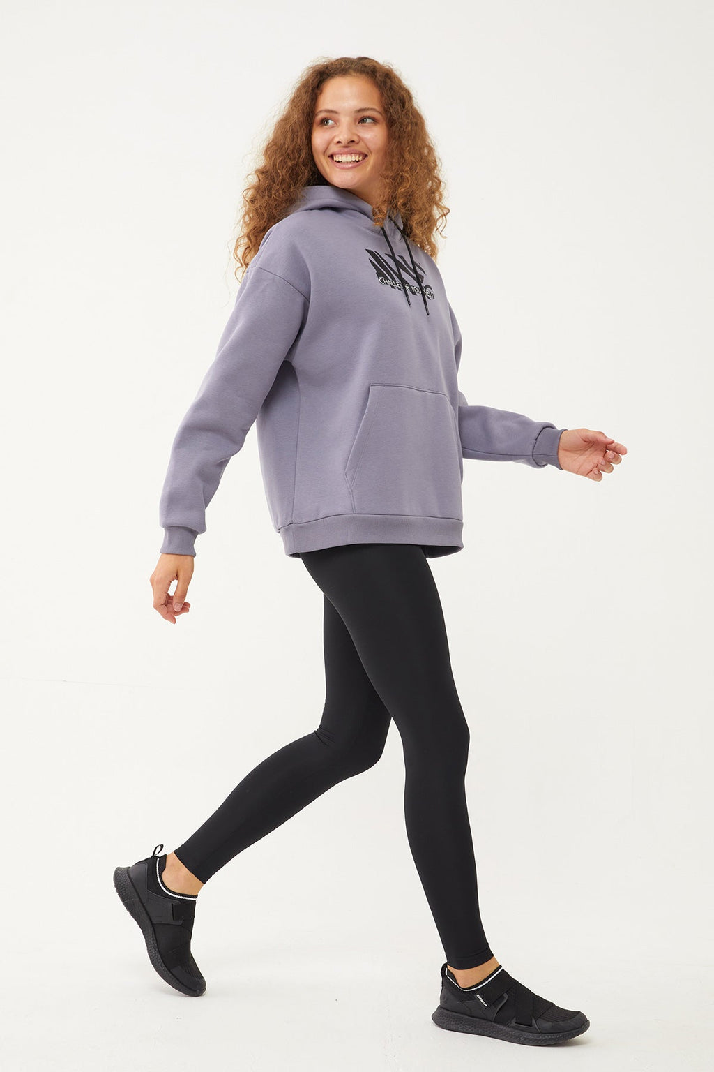Women's Hooded Glitter Printed Hoodie