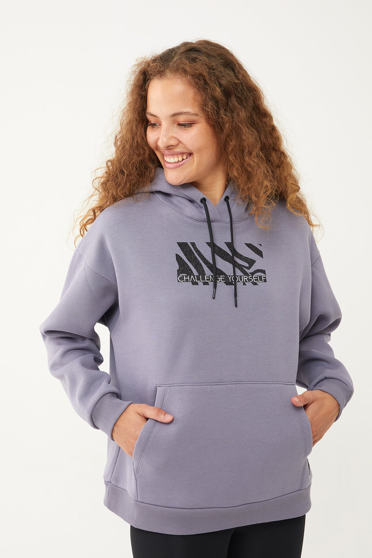 Women's Hooded Glitter Printed Hoodie