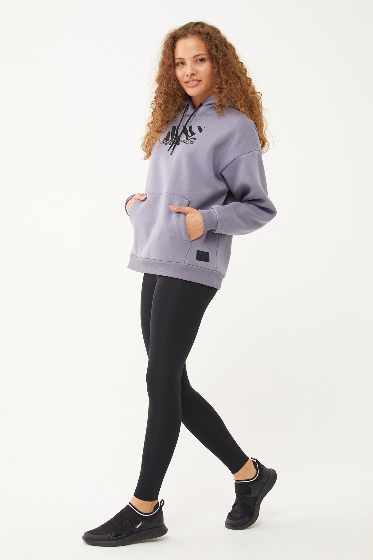 Women's Hooded Glitter Printed Hoodie