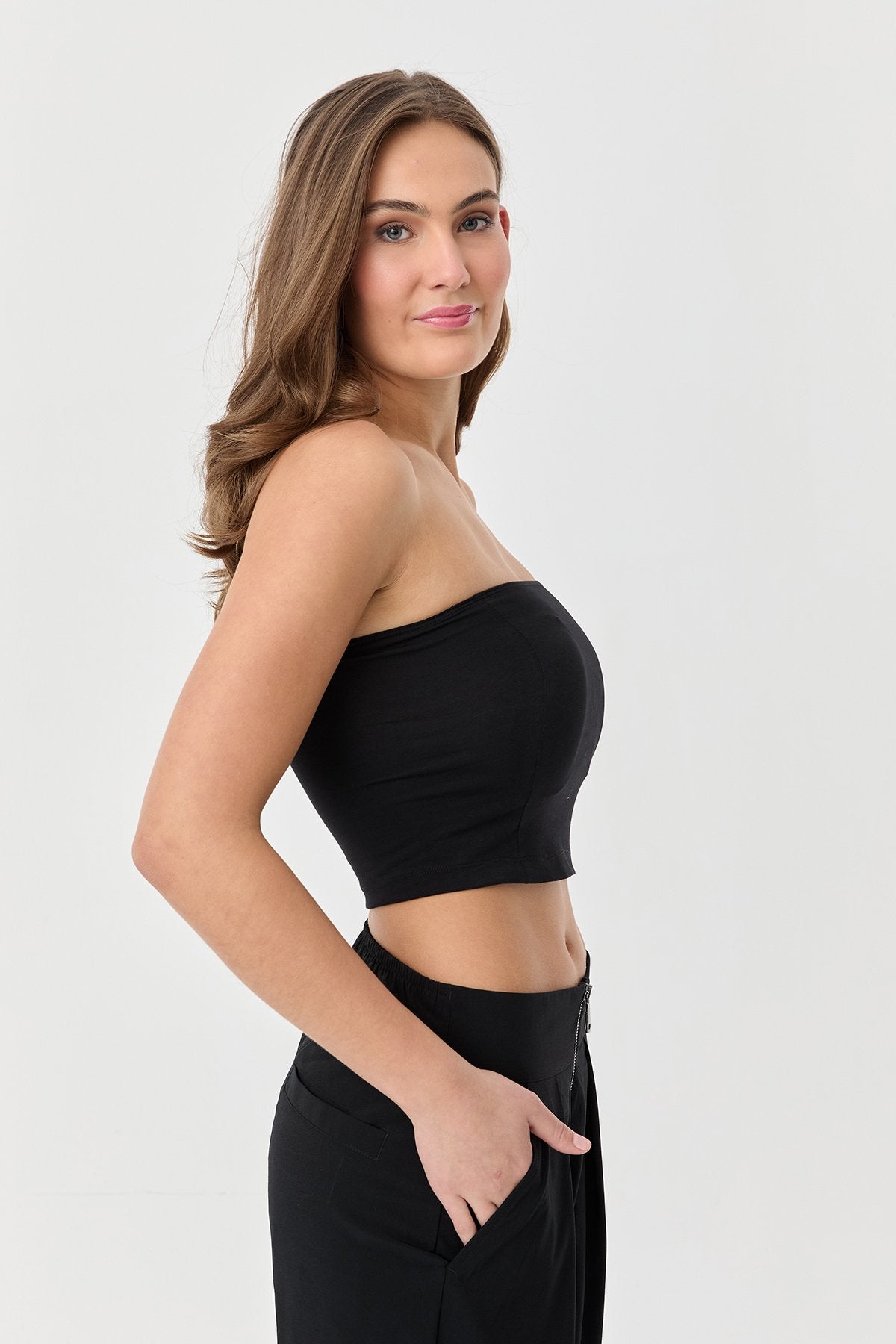 Women's Strapless Straight Crop