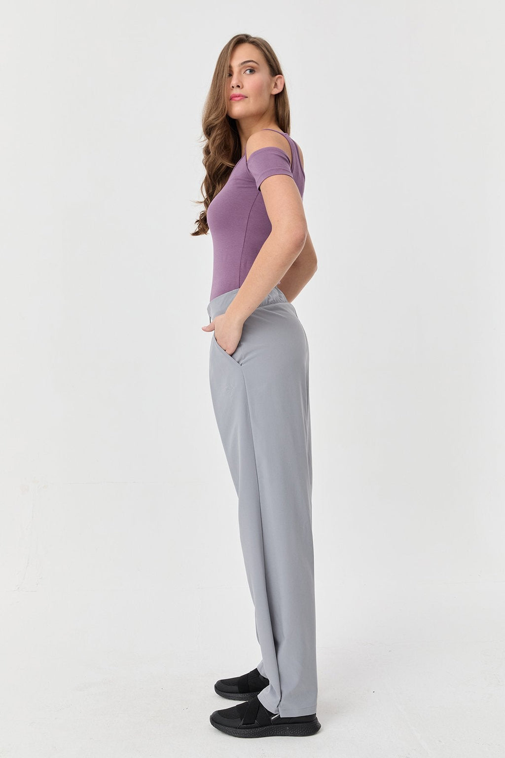 Women's Thın Lycra Woven Lıghtweıght Trousers
