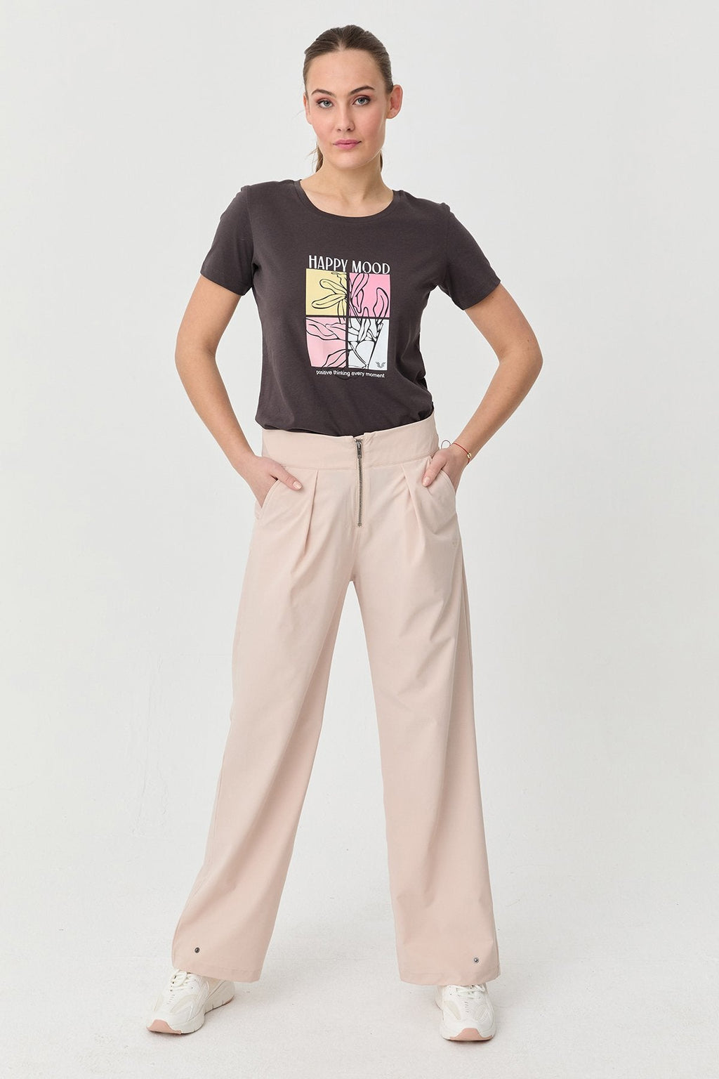 Women's Thın Lycra Woven Lıghtweıght Trousers